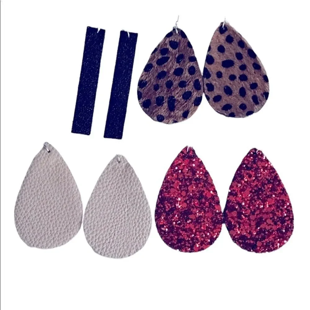 𝅺TEAR drop leather earrings bundle NWOT